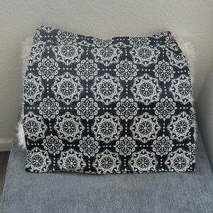 Elegant Black and White Patterned Skort (skirt with shorts )